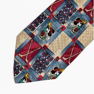 Vintage Mickey Unlimited Mickey Mouse Tie 90s Golf Motif Made in Italy Disney
